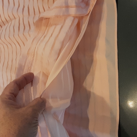 Talbots Peach Sheer Striped Blouse with Peach Lining and Keyhole Back - Picture 7 of 10